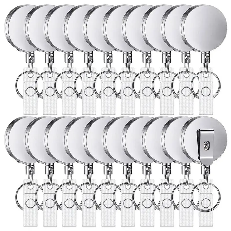 【CYBER MONDAY】20 Pack Heavy Duty Retractable Badge Holder Reel ID Badge Holder with Belt Clip Key Ring Badge Reels Retractable