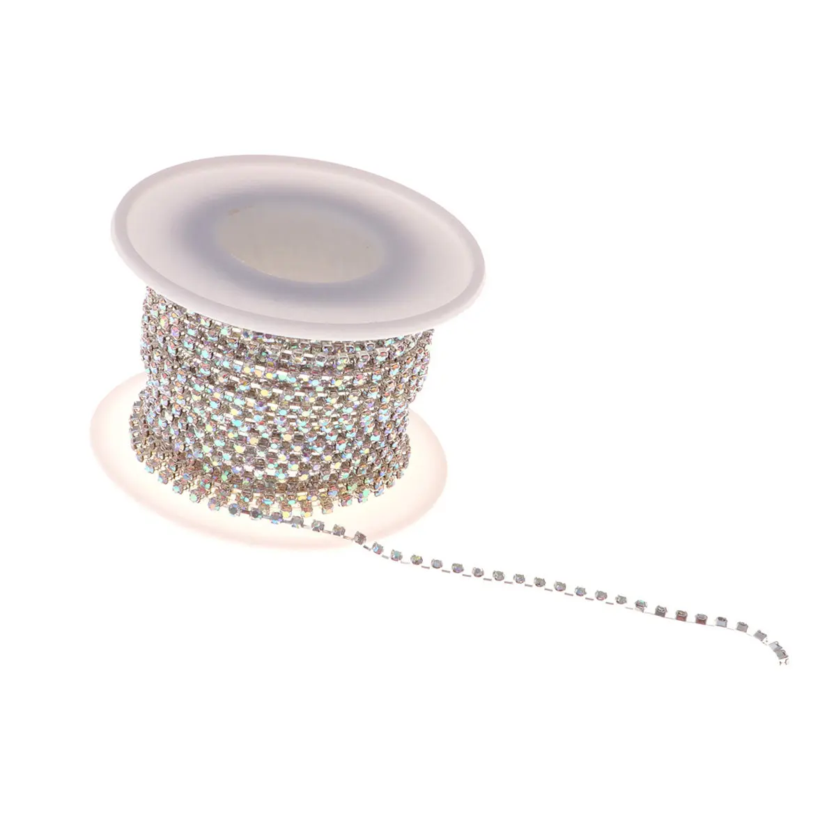 

Рулонная цепочка из страз, стильная, блестящая, для декора платьев, сумок, обуви, свадебных украшений, поделок, серебристо-белая