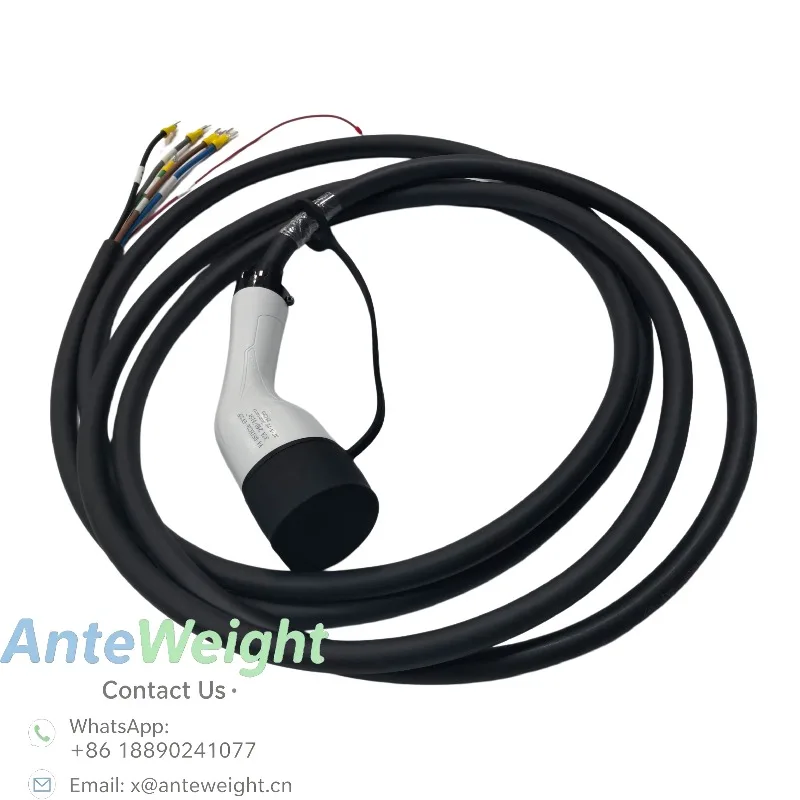 Type 2 EV Charge Cable Assembly Single Phase AC Charging Gun with Open End Wire for EVSE Wallbox 16A 32A