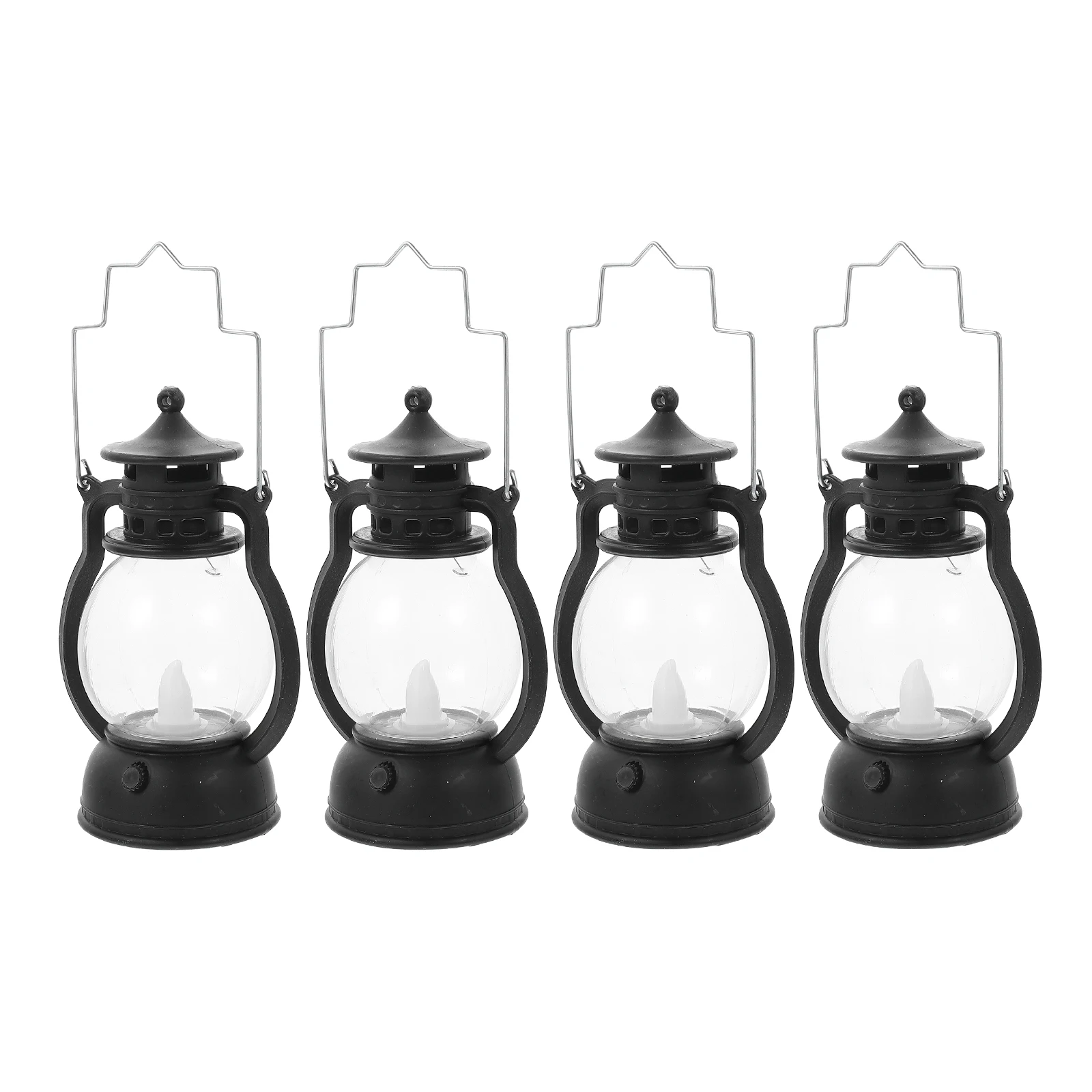 

4 Pcs Black Warm LED Electronic Candles Kerosene Lantern Decor Home Office Party Flameless Light