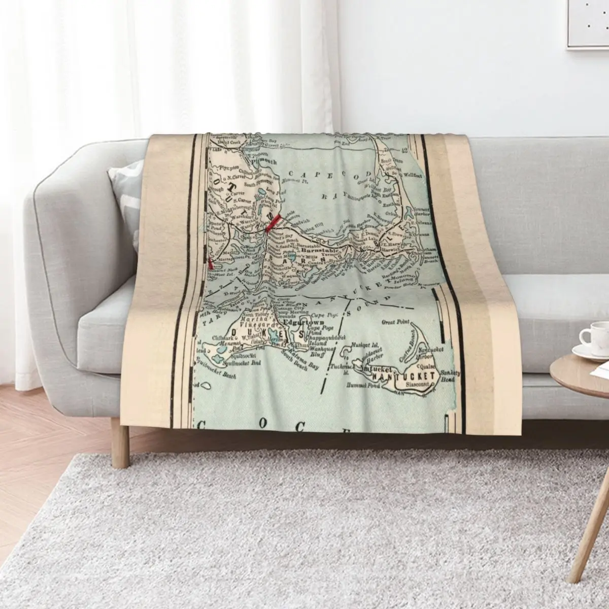 Vintage Cape Cod Map (1893) Throw Blanket Fashion Sofas Flannel Thermal Giant Sofa warm winter Blankets