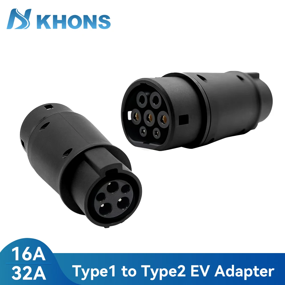 

Khons Type1 To Type2 Electric Car Adapter EVES Convertor Sae J1772 to IEC62196-2 EV Charging Connector For Type2 Electric Car