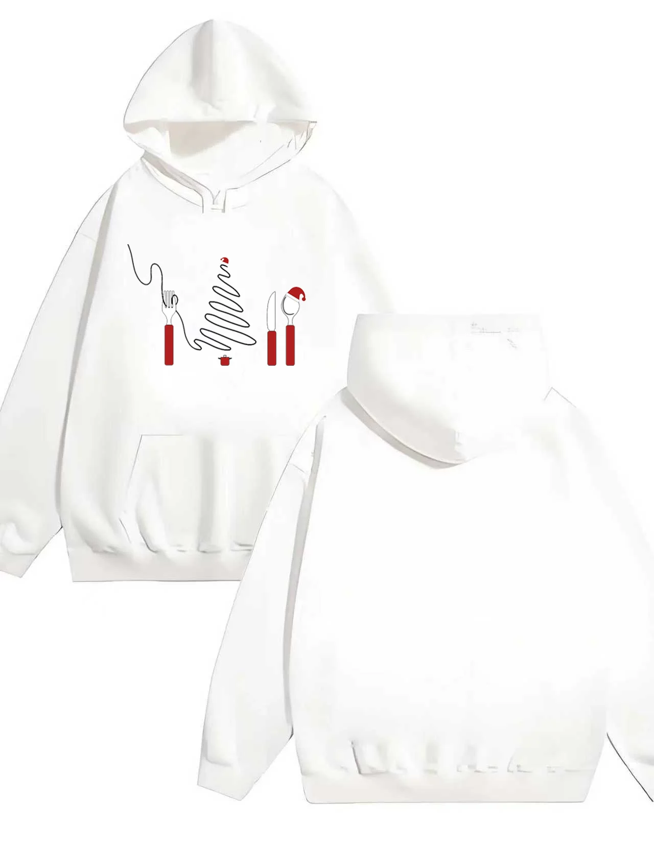 2025 جديد عيد الميلاد تحت عنوان مطبوعة هوديي للرجال والنساء بلوفر فضفاض غير رسمي 330 جرام الثقيلة هوديي البلوز