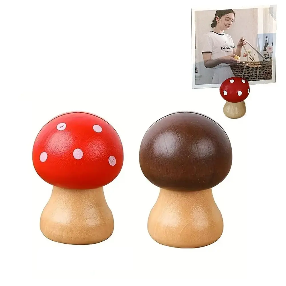 Cute Wooden Mushroom Note Holder Cartoon DIY Business Card Holder Space Saving Congratulation Cards Holder