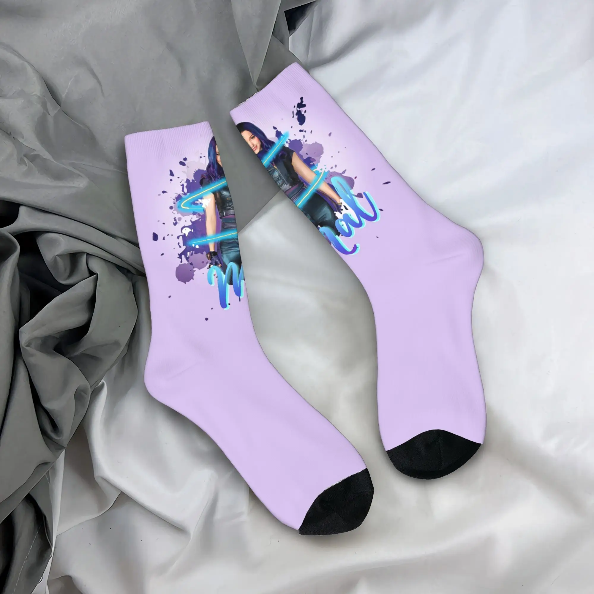 Mal Descendants 3 Socks Harajuku Sweat Absorbing Stockings All Season Long Socks Accessories for Man Woman Christmas Gifts