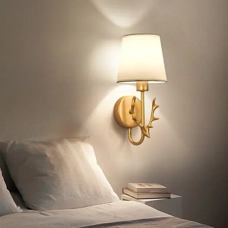 Modern Creative E14 Fabric LED Wall Lamp Living Room Background Staircase Bedside Corridor Light Indoor Fixture Lighting Decor