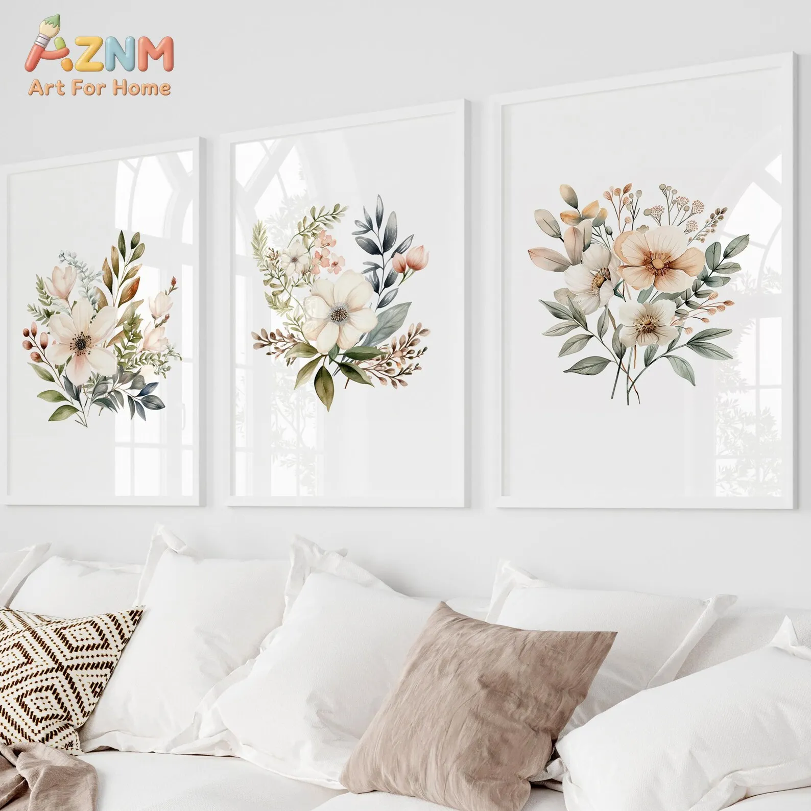 Set of 3 Wildflowers |Vintage Botanical Watercolor Wall Art Print |Living Room Greenery Home Decor| Herbs Botanical Poster Set