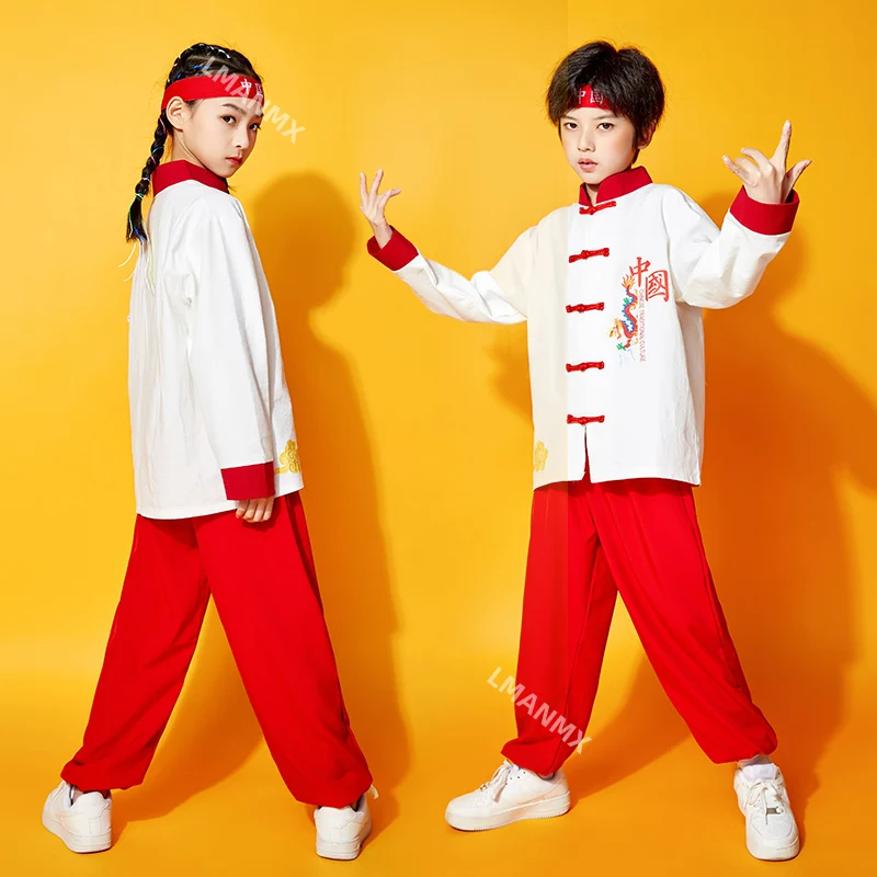 Children's martial arts performance uniform, Chinese style cheerleading uniform for primary and secondary school sports games