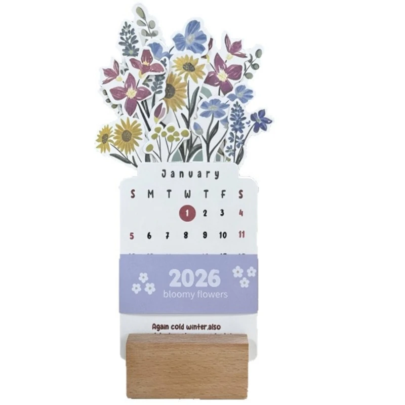 CORA 2026 Calendar Handmade Paper Flower Calendar for Desktop Bookshelf Decoration and Holiday Gift Giving