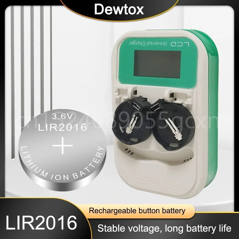 LIR2016 CR2016 2016 Lithium Rechargeable Battery With Charger Adapter For Remote Control Watch Calculator Button Cell