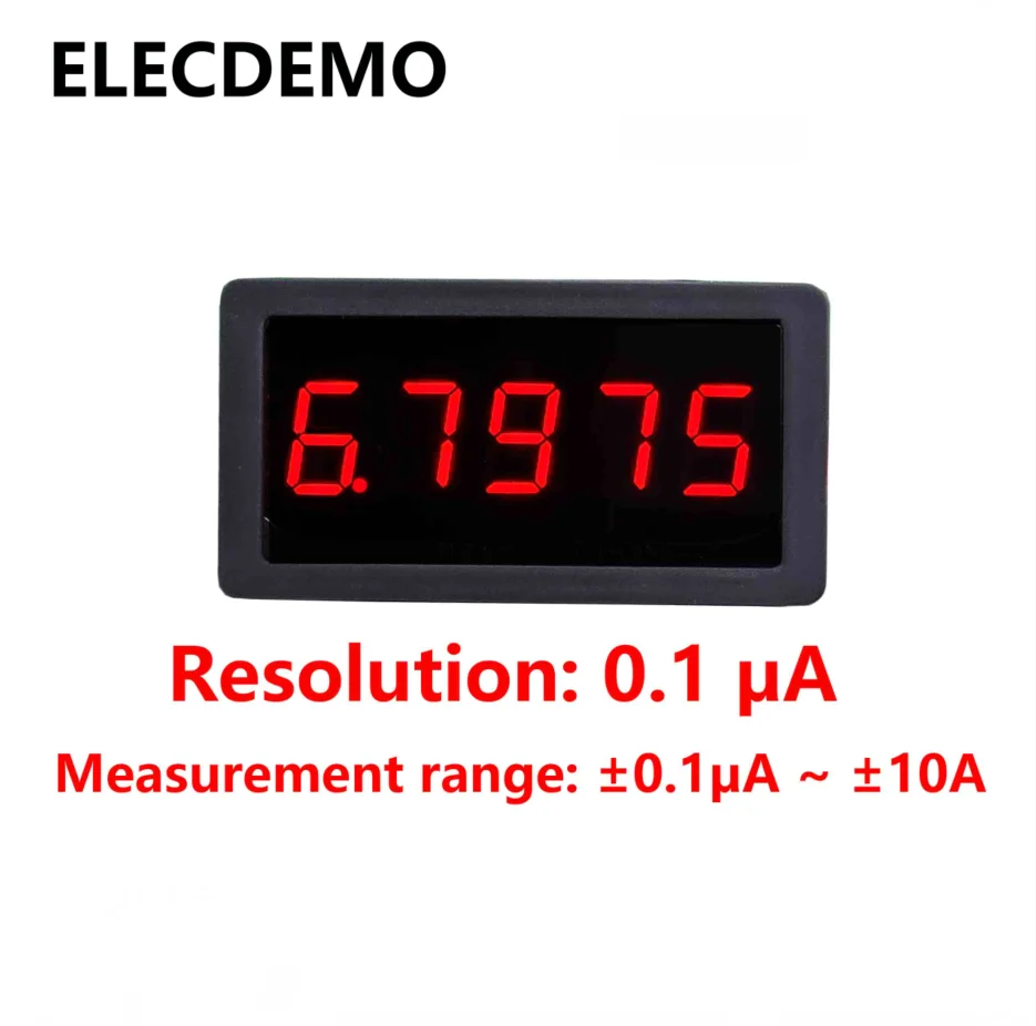 5-Digit High Precision DC Digital Milliammeter Panel Meter Head, +/- 0-7mA to 10A Auto Range, LED Display Low Drift DIY Module
