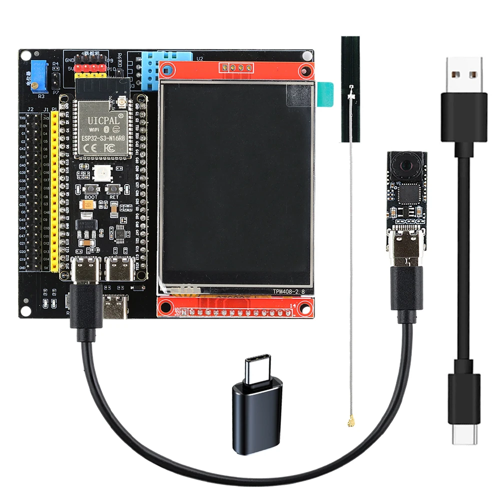 ESP32-S3-DevKitC-1 Development Board For Arduino 2.8 Inch TFT LCD 2.4G WiFi BT 16MB Flash 8MB PSRAM N16R8 CH340C OTG Adapter
