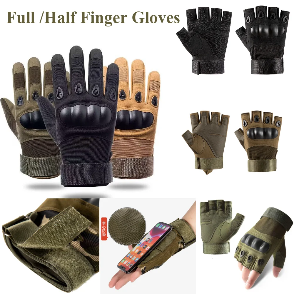 Guanti da moto uomo Tactical Hunting Shooting Knuckle Protection sport Full Half Finger ciclismo guanti da bici bicicletta da donna