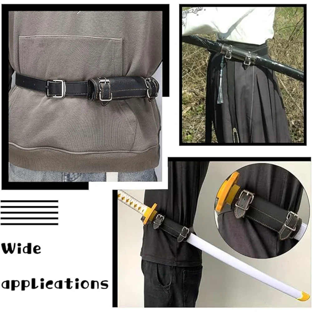 Pasek do cosplayu w stylu retro z regulowaną pochwą samurajską, skórzany stojak na miecz rycerski z PU, pas biodrowy.