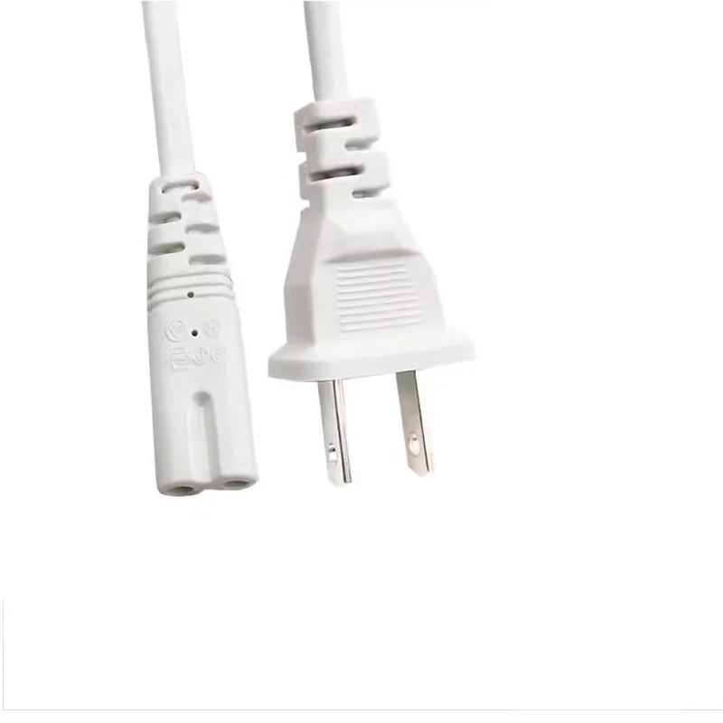 8-character tail power cord two-hole Taiwan-Japan two-plug C7-C8 pair interface 1.5m white two-flat Japanese-American