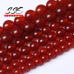 7A Natural Chinese Red Agates Stone Beads For Jewelry Making Round Loose Beads DIY Bracelets Necklaces 4 6 8 10 12 14mm 15