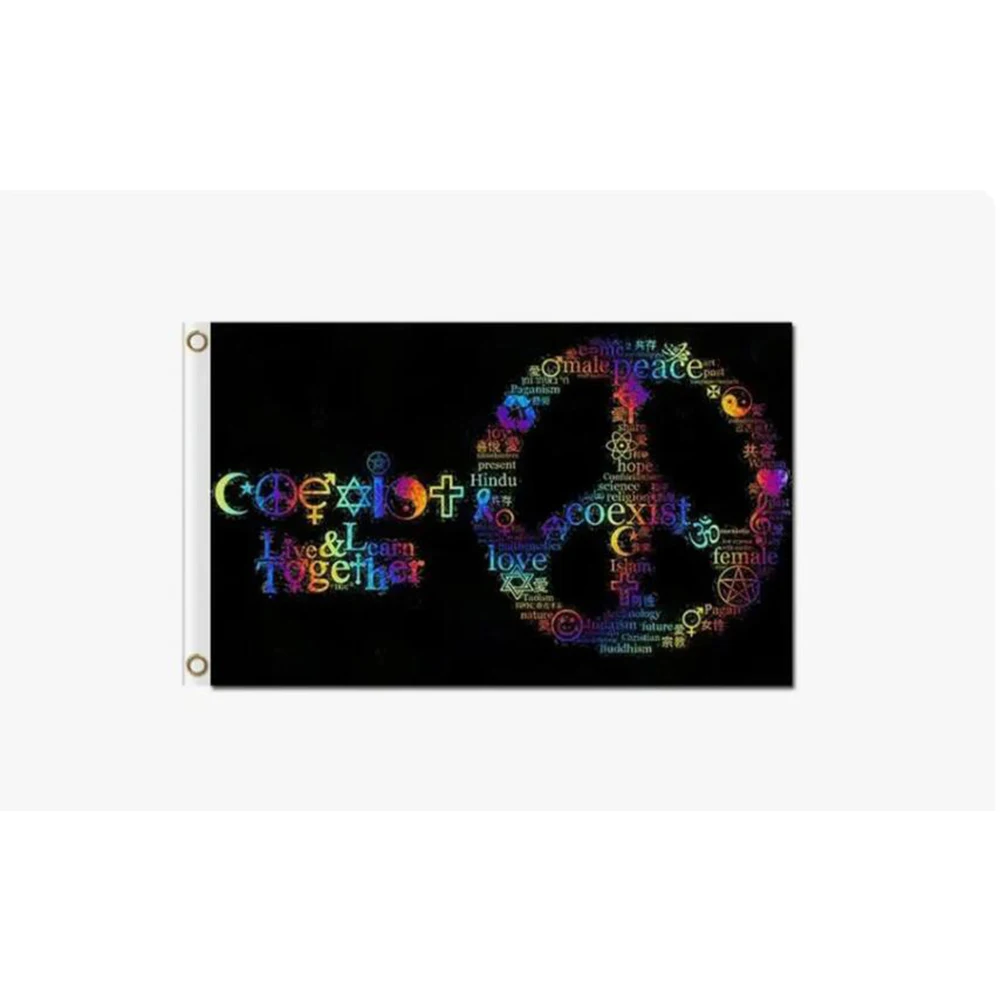 banner of Coexist Rainbow Pride Gay Lesbia custom size 60x90cm 150x90cm flag