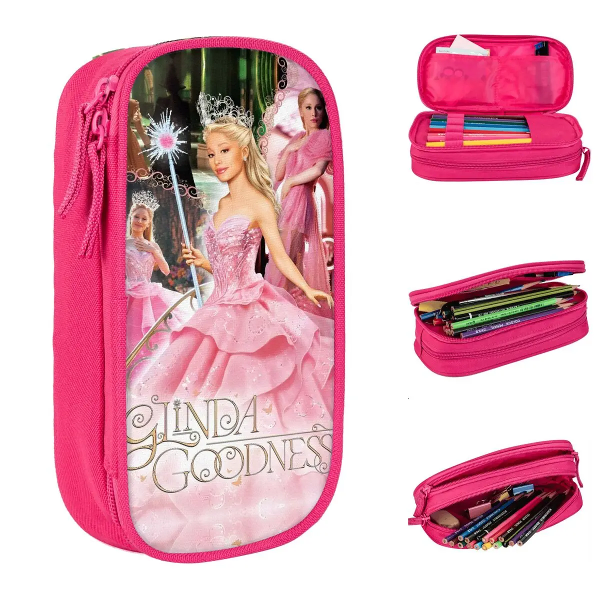 Wicked Glinda Movie Pencil Case Musical Pen Holder Bag Kids Big Capacity Office Gift Pencil Box