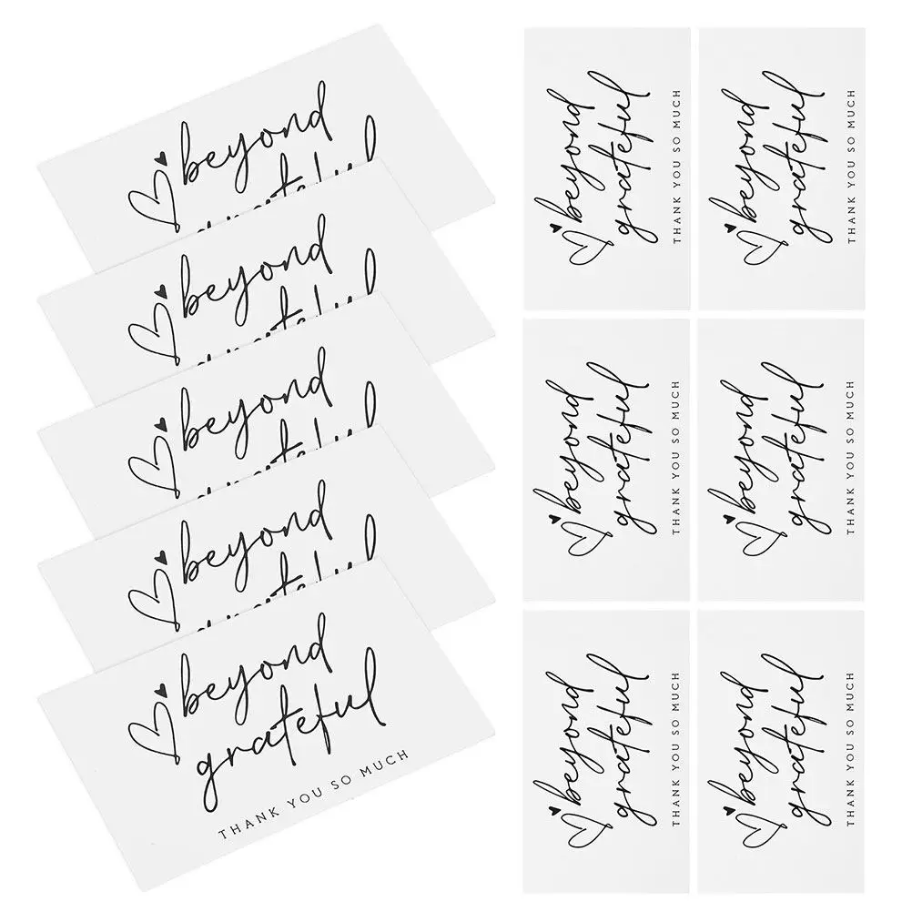 200Pcs Thank You Cards White Blank Thick Paper Notes for Small Business Wedding Thanksgiving Appreciation Tags