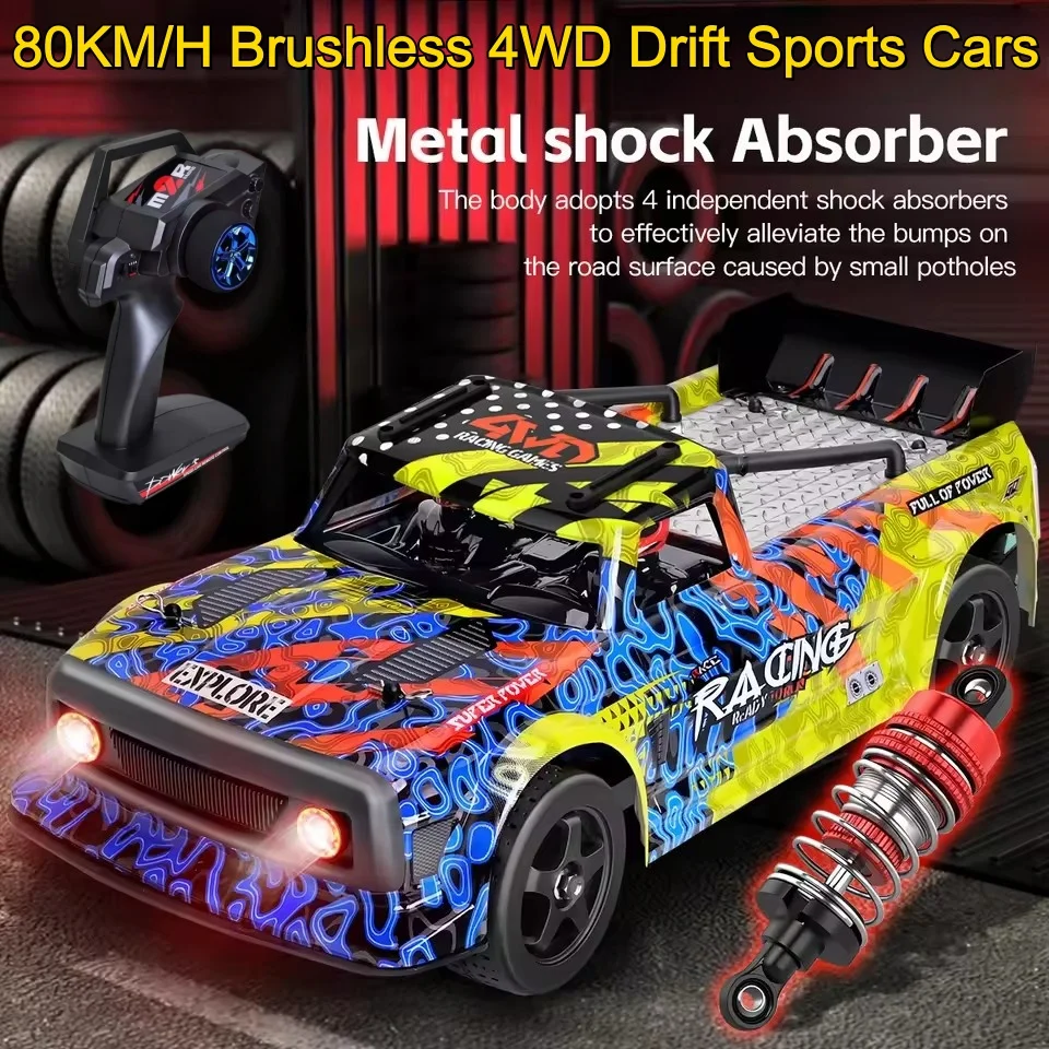 

1:12 4WD Brushless 80KM/H High-Speed RC Car LED Linked Lighting 2.4G Off Road Climbing RC Drift Racing Remote Control Car Car