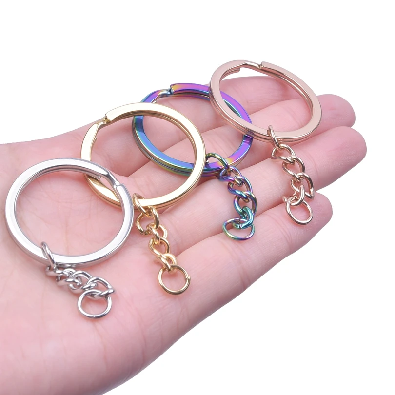 

100% Stainless Steel Keychain Accessories DIY Key Rings Rainbow/Silver/Gold Color Key Chains For Jewelry Making Supplies Keyring