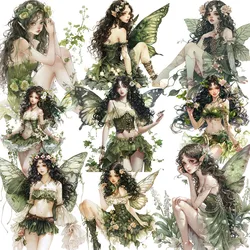 12Pcs/Pack Forest Elf Girl Sticker DIY Craft Scrapbooking Album Junk Journal Decorative Stickers