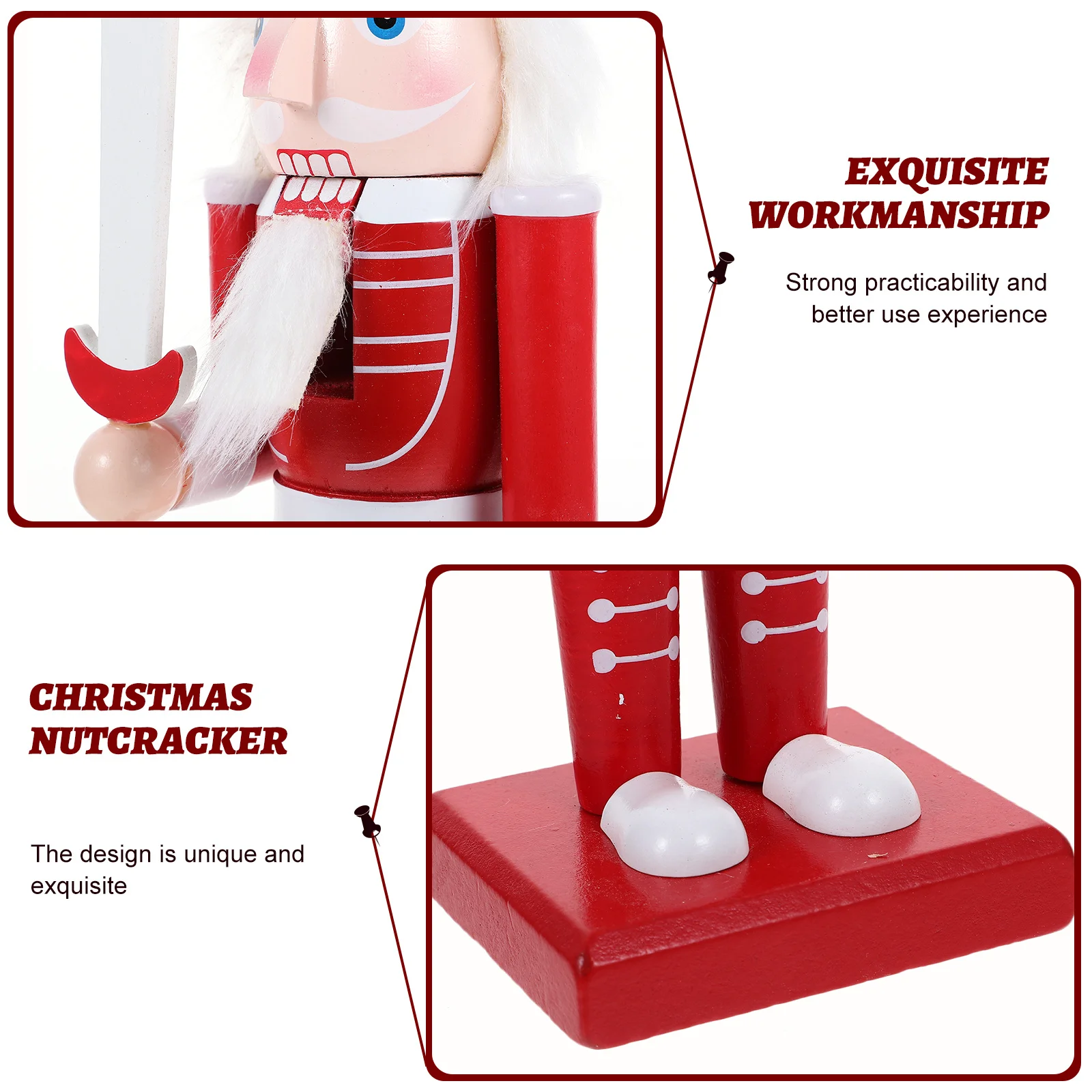 

1pc Wooden Nutcracker Soldier Christmas Decor Party Tabletop Desktop Ornament Festival Holiday Indoor Display Craft Figure Gift