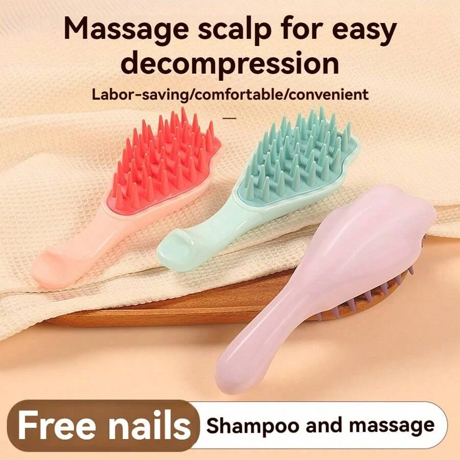 Deep Cleansing Hair Wash Brush 19cm Finger-like Silicone Teeth for Scalp Massage Integrated Design for Wet and Dry Use