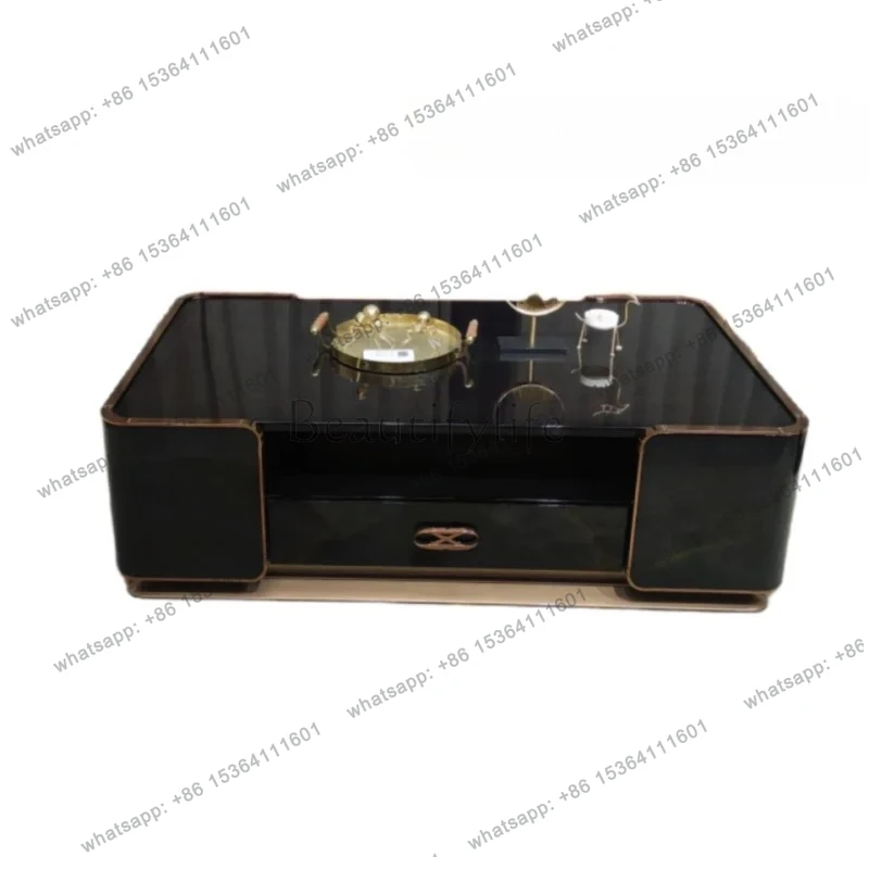 

Italian light luxury coffee table high-end sense large and small apartment living room solid wood modern home rectangular