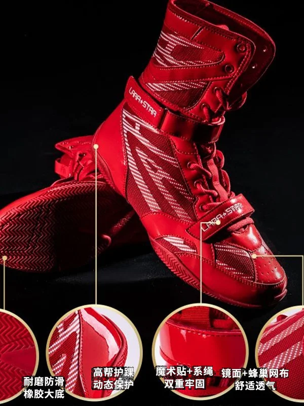 Boxing Shoes Grip Turning Wear-resistant Mid-calf Training and Competition Professional and Weightlifting Shoes