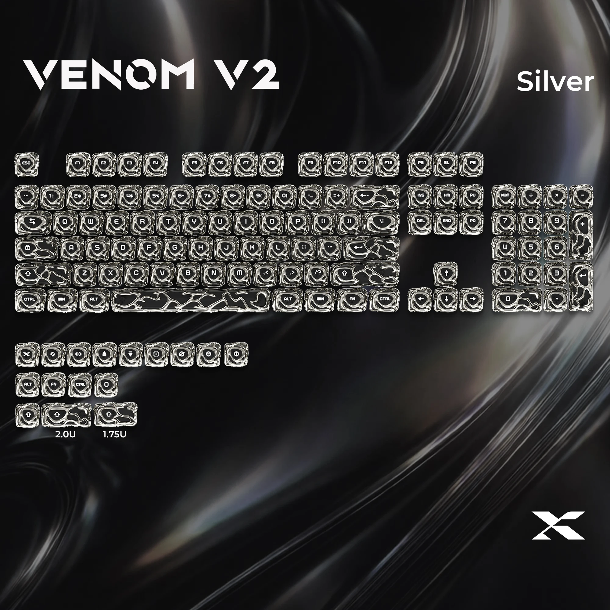 XVX 120-Key Gradient Sliver Shiny Translucent Keycaps with