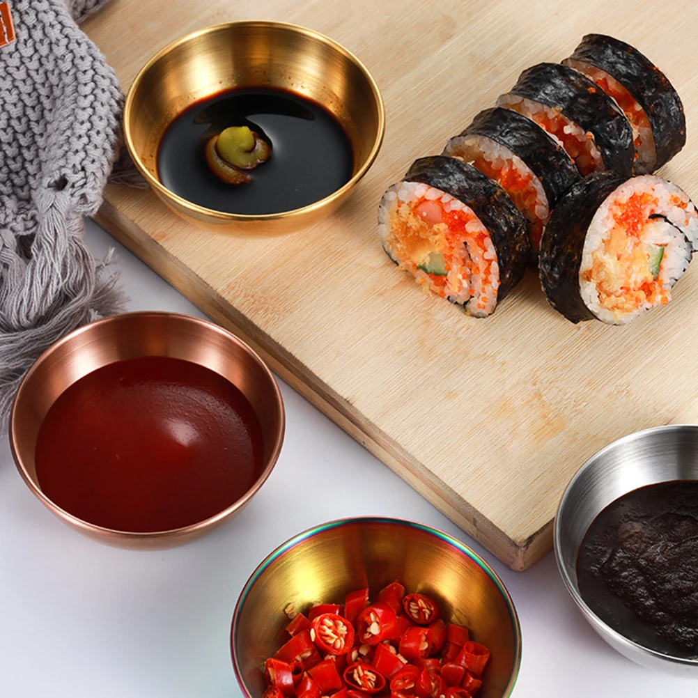 

Stainless Steel Dishes Sauce Bowls Flavor Plates Food Grade Kitchen Serving Accessories Home Restaurant Catering