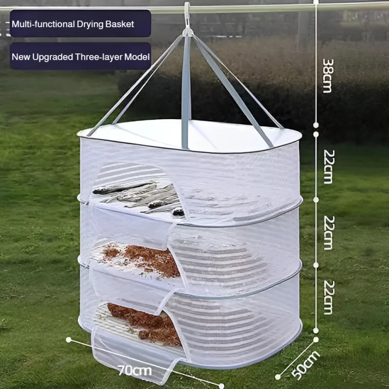 

Portable Foldable Mesh Drying Rack for Balcony Clothes and Fish Drying with Insect Protection Cover Household Laundry Basket Net