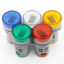 Medidor de tensão LED com luz piloto, voltímetro, medidor de tensão, indicador, vermelho, amarelo, verde, branco, azul, 22mm, AC 60-500V, 1pc