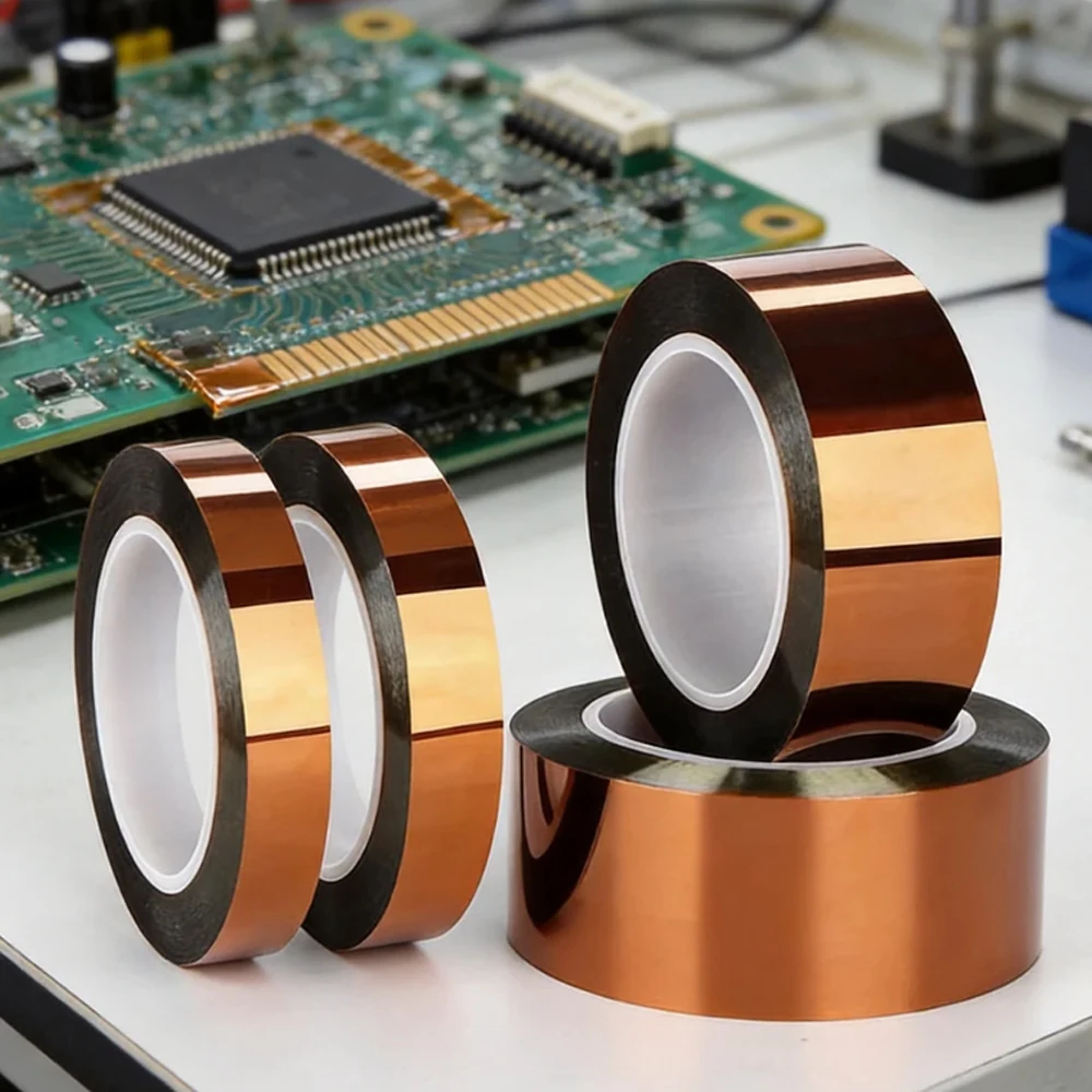 5 Pack PI Film Tape 50mm x 33m Heat Resistant High Temp Adhesive Tape for PCB Circuit Board Soldering Electrical Repair