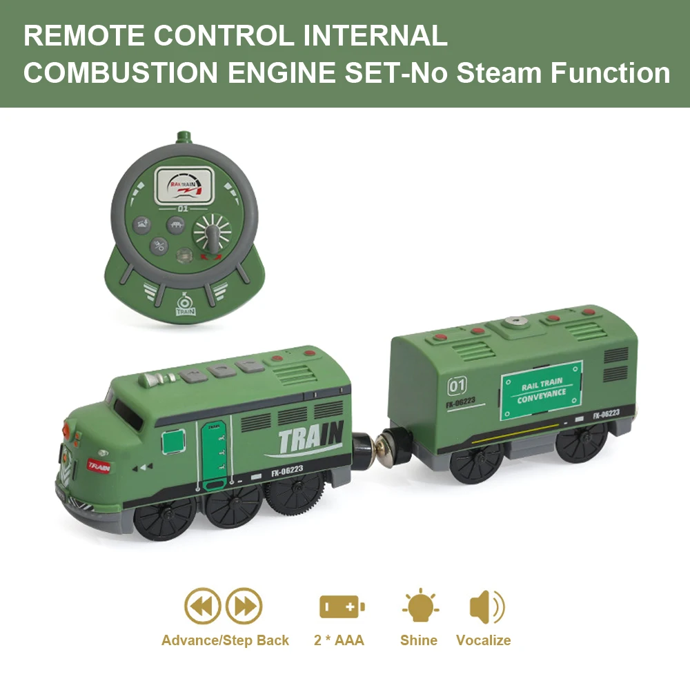 Juego de tren de motor de tren de carga de vapor Retro con luz de sonido y Control remoto, tren pequeño de vía eléctrica magnética, juguete para niños, W01