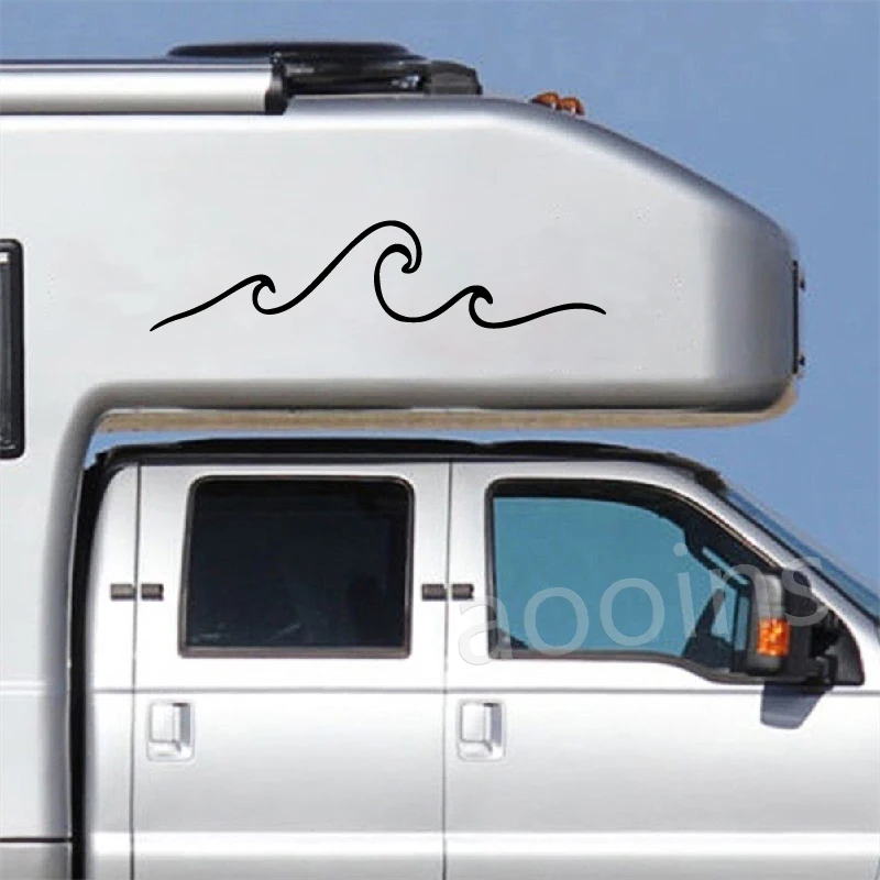 For Camper RV Decal Wave Vinyl Sticker Beach Sunset Decals Car Window Decoration, Sunset Over Ocean Scene Stickers Laptop Decor