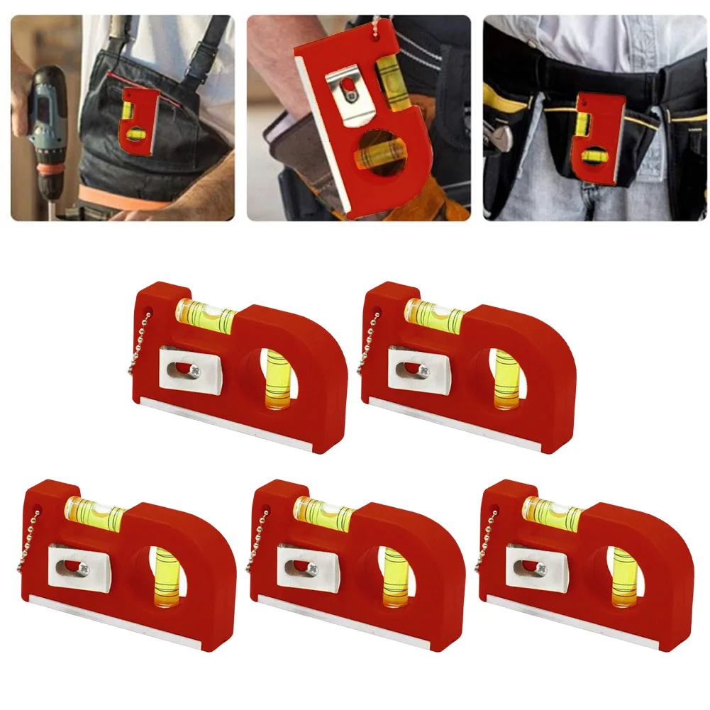 2In1 For Mini Pocket Level With Metal Chain Hook For Determining Horizontal Vertical Aluminum Alloy Key Chain Leveler Tool