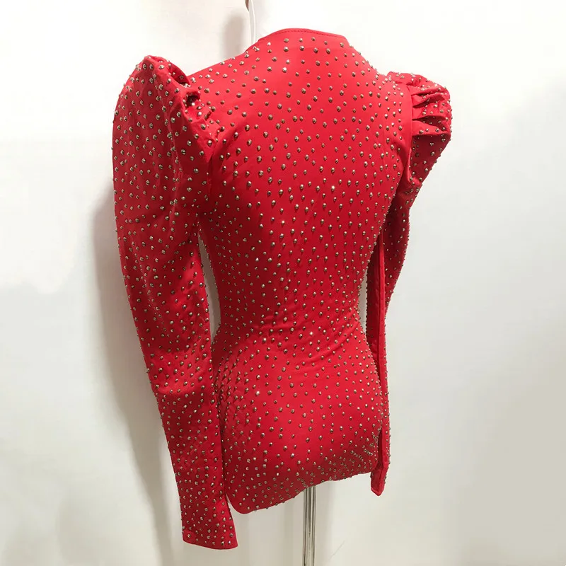 Body Sexy con cuello en V y diamantes de imitación para mujer, leotardo de cristal para fiesta en club nocturno, DJ, bailarina, cantante, Bar, actuación en el escenario