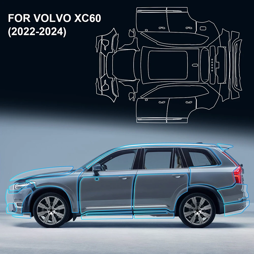 

KUNGKIC Paint Protection Film for Volvo XC60 Inscription R Design 2022-2024 Pre Cut Clear Kit Bra PPF TPU 8.5mil Invisible Film