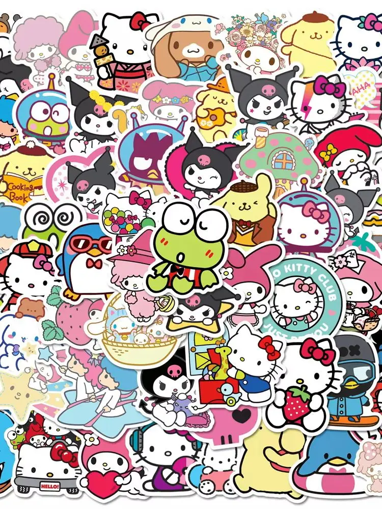 10/30/50/100 Stück Kawaii Kuromi Melody Hello Kitty Aufkleber Niedliche Cartoon-Sticker für Laptop, Tagebuch, Scrapbooking, Dekoration, Spielzeug