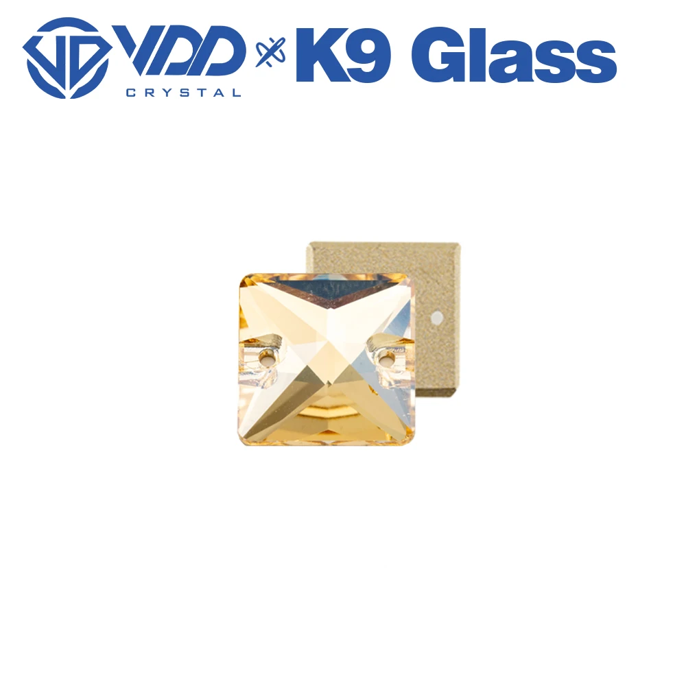 VDD S257 Golden Shadow Square Hochwertige K9-Glas-Aufnäher-Strasssteine, flache Kristallsteine zum Aufnähen, Bekleidungsdekorationen – Detail 7
