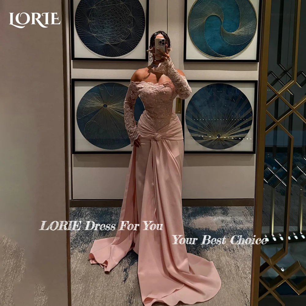

LORIE Shawl Crepe Mermaid Evening Dress Sexy Lace Appliques Illusion Prom Dress Corset Train Floor Length Party Gown Customized