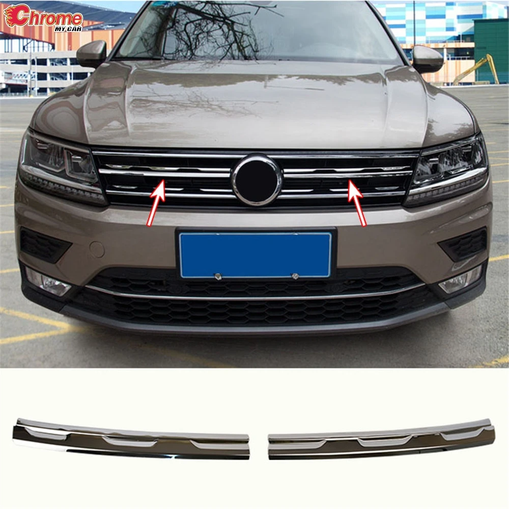 For Volkswagen VW Tiguan MK2 2016 2017 2018 2019 2020 2021 Chrome Front Mesh Grill Grille Bumper Cover Trim Insert Decoration