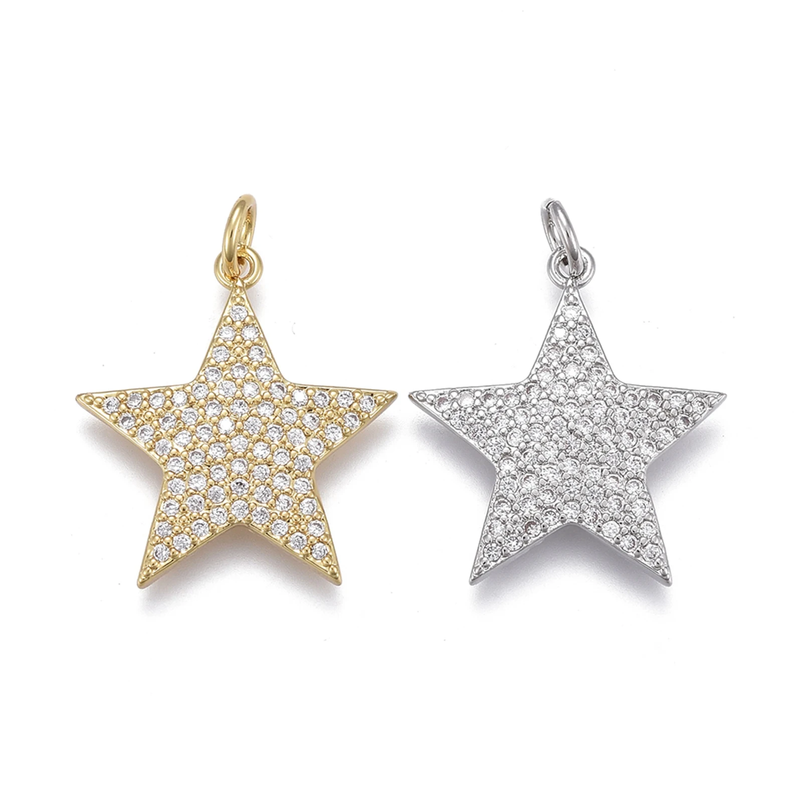 5-10pcs Brass Star Charms Micro Pave Cubic Zirconia Pendants Real 18K Gold Plated for Jewelry Making Necklace Earrings Decors