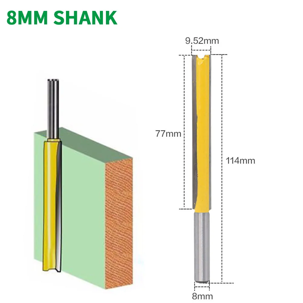Shank Fresadora Escultura em Madeira 8*3h Longa Reta Router Bit Flauta Carpintaria Fresadora para Ferramenta de Poder 1pc mm