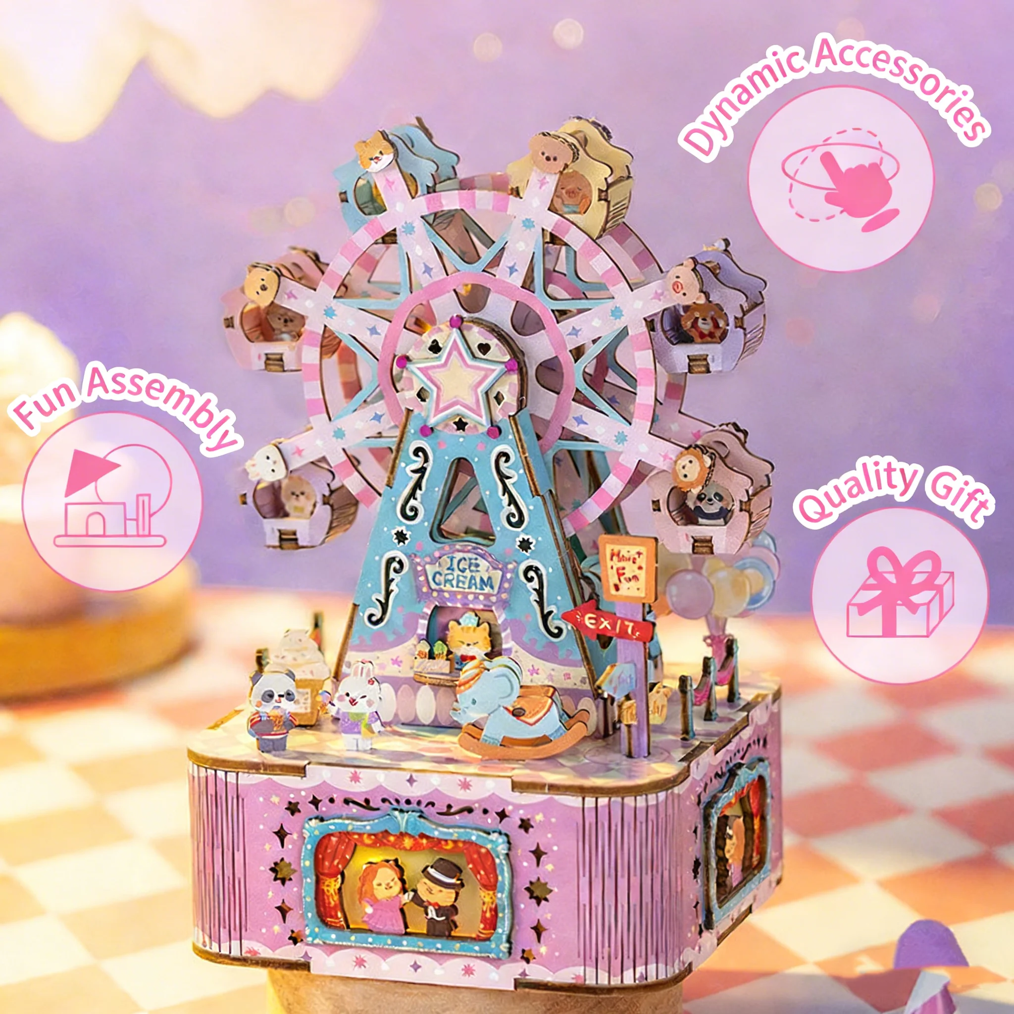 Zestaw do samodzielnego montaż – Music Box Wooden 3D Puzzle Rotating recenzja i cena
