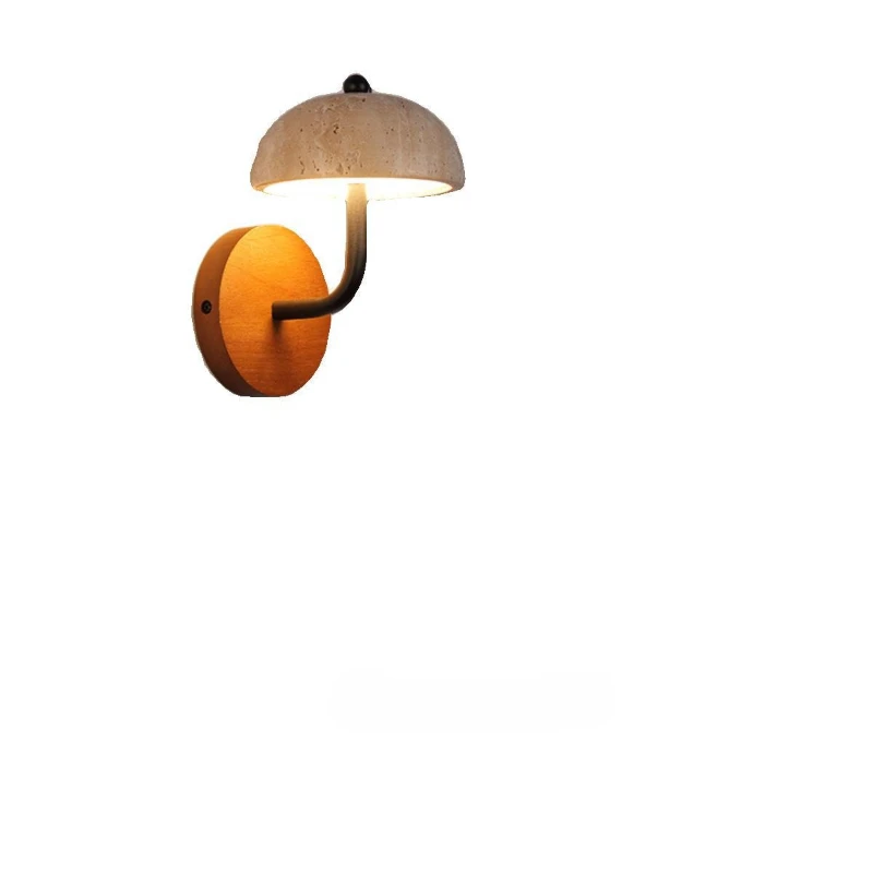 

2025 new yellow travertine Japanese-style master bedroom bedside wall lamp retro high-end living room background