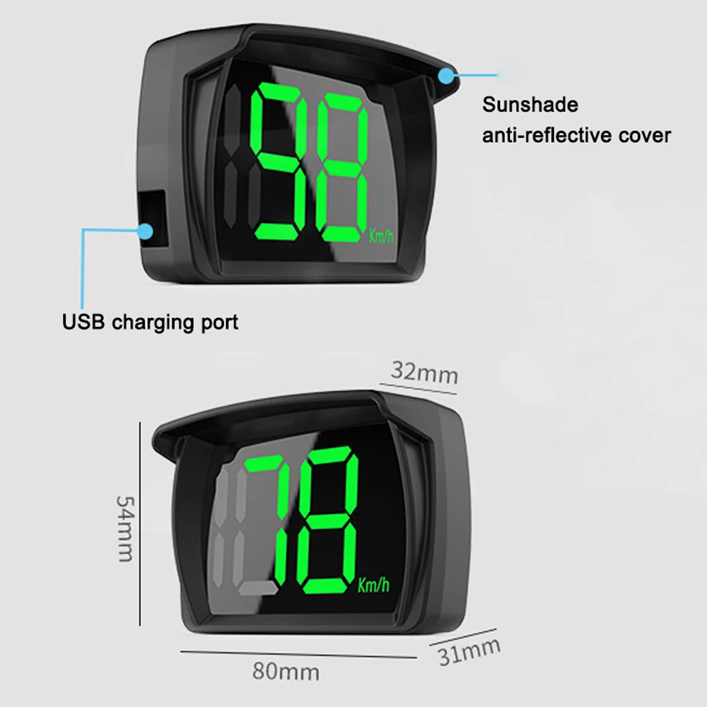 Carro headup display mph gps velocímetro digital com led grande fonte display adaptador de carga do carro para carro caminhão suv motocicleta