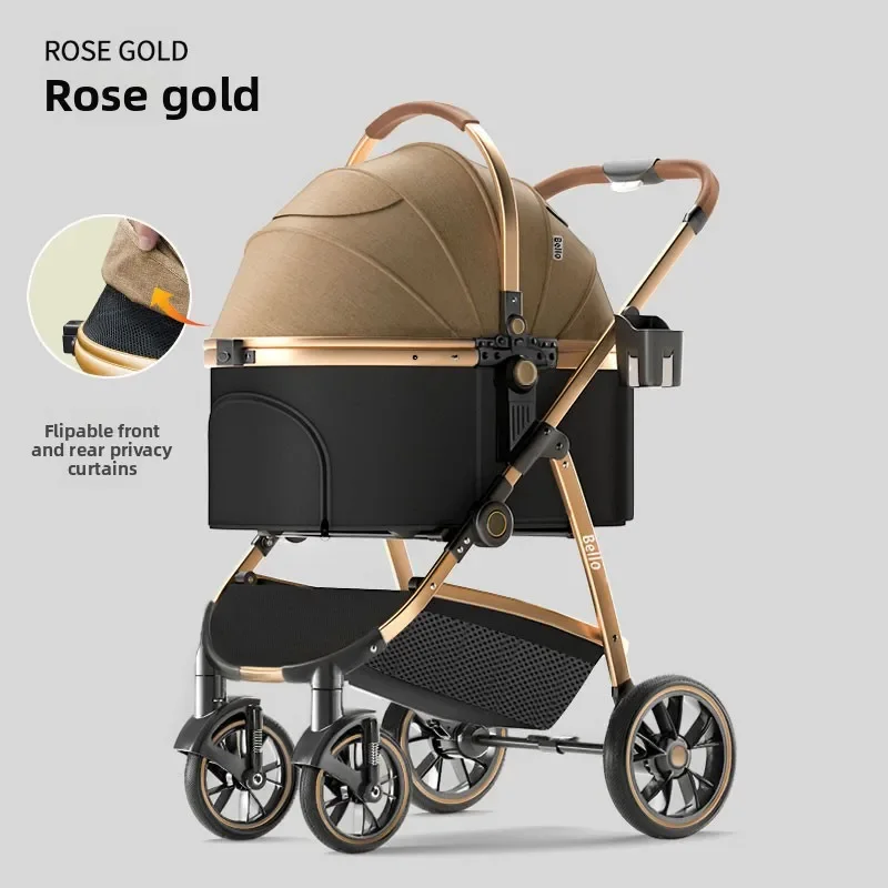 

Premium Large Pet Stroller Shock Absorbing Detachable Foldable Dog Cat Carrier Outdoor